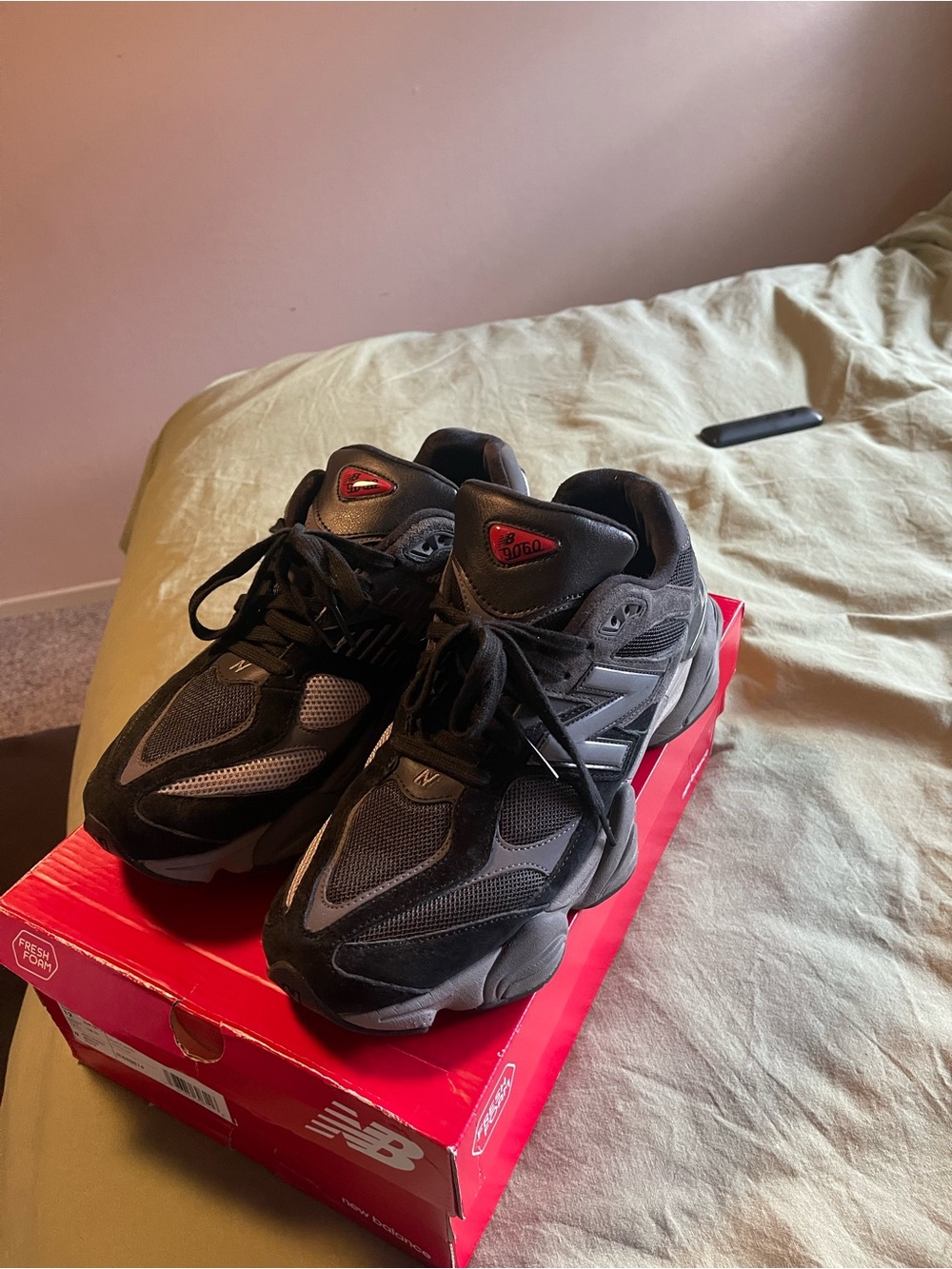 New Balance 9060 men’s Black and Red Athletic Sneakers
